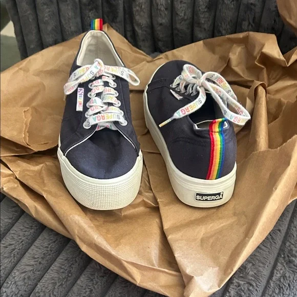 Superga Dark Canvas Sneakers with Colorful Details - Picture 2 of 5